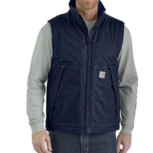 Carhartt 103387 Fire-Resistant Quick Duck Insulated Vest Men’s L Navy Blue